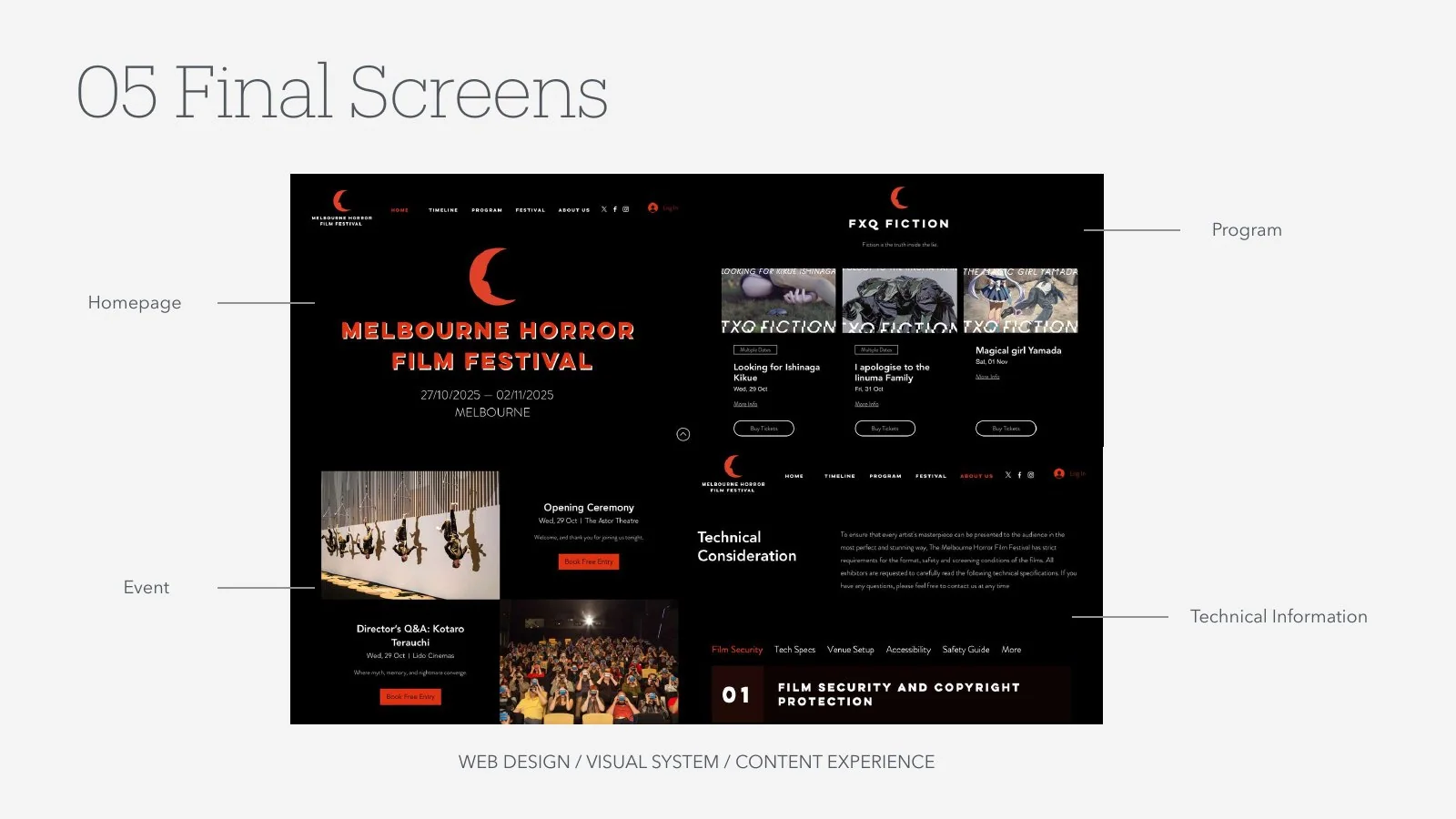 Melbourne Horror Film Festival final website screens
