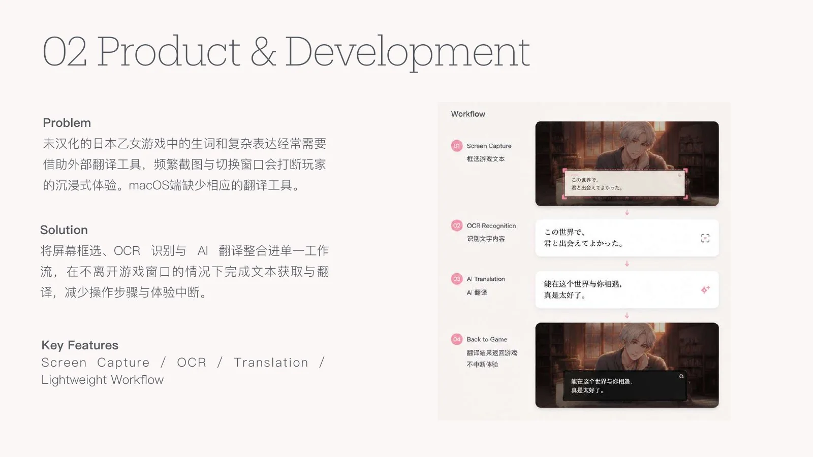 Otome problem, solution and early product workflow